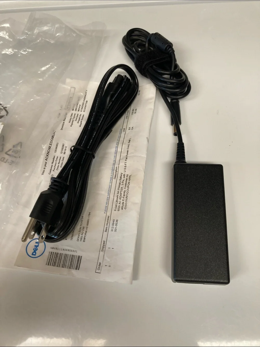 Dell Laptop 65W AC Power Adapter with 6 ft Detachable AC Cord